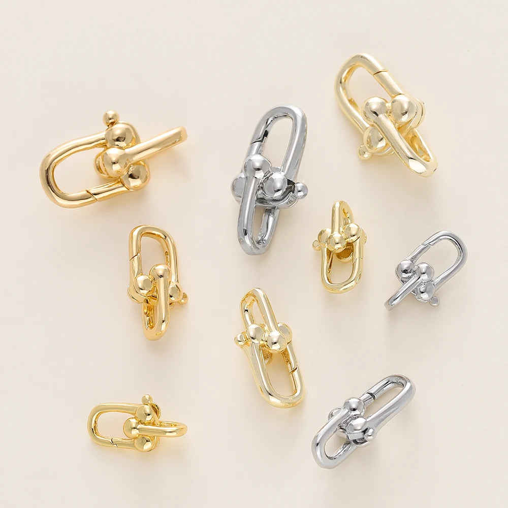 2 Stück/Packung 14/18K Vergoldete Federverschlüsse Messing U-Form Karabinerverschluss Verbinder für DIY Schmuck Armband Herstellung Zubehör