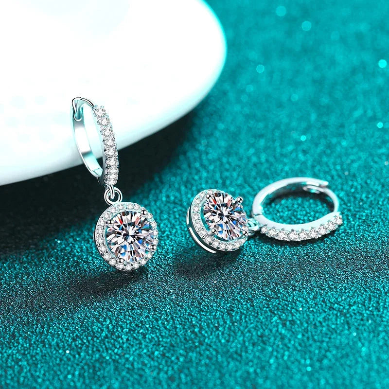 NeeTim 0.5ct 1ct D-Farbe Moissanit-Ohrhänger Original 925 Sterling Silber Ohrring für Damen Funkelnder Hochzeit Luxusschmuck