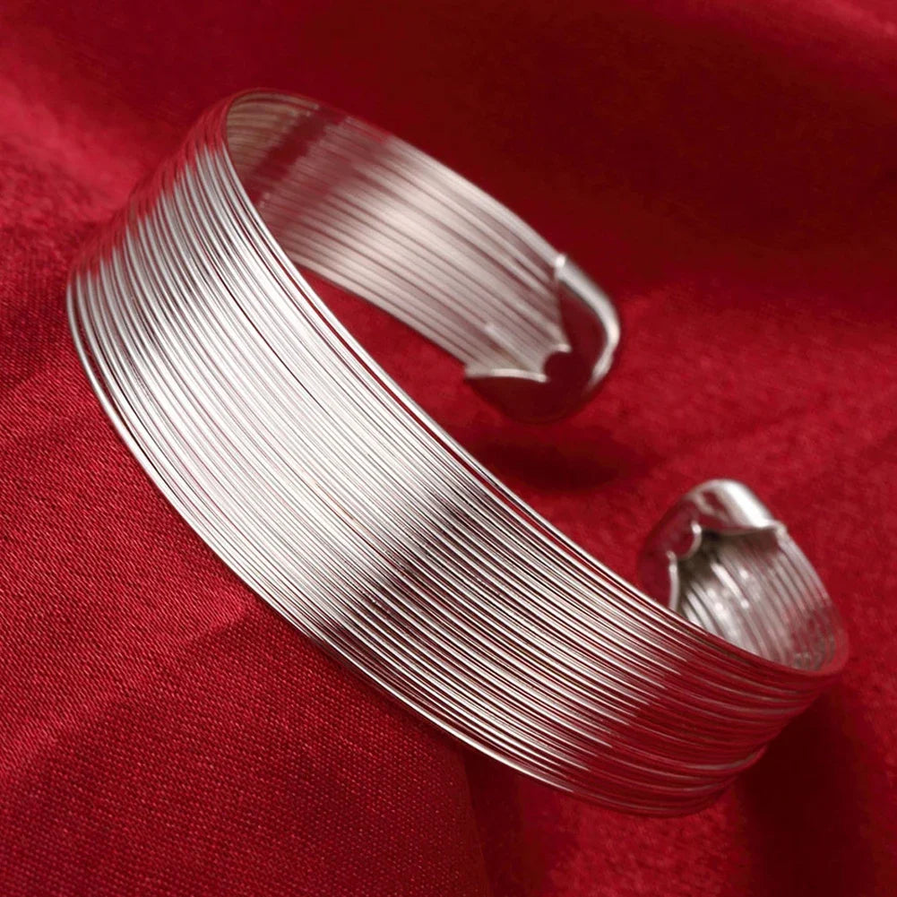Trendige 925 Sterling Silber Armreifen Armband Anhänger Süße Offen für Frauen Mode Schmuck Verstellbare Größe Manschette Hochzeit Party