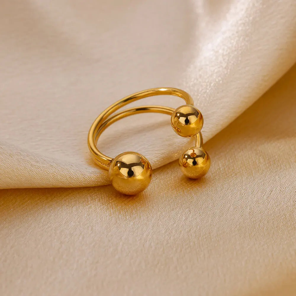 Punk Chunky Ball Ringe für Frauen Männer Gold Farbe Edelstahl Angstperlen Ring Trendy Schmuck Finger Accessoires Geschenk BFF