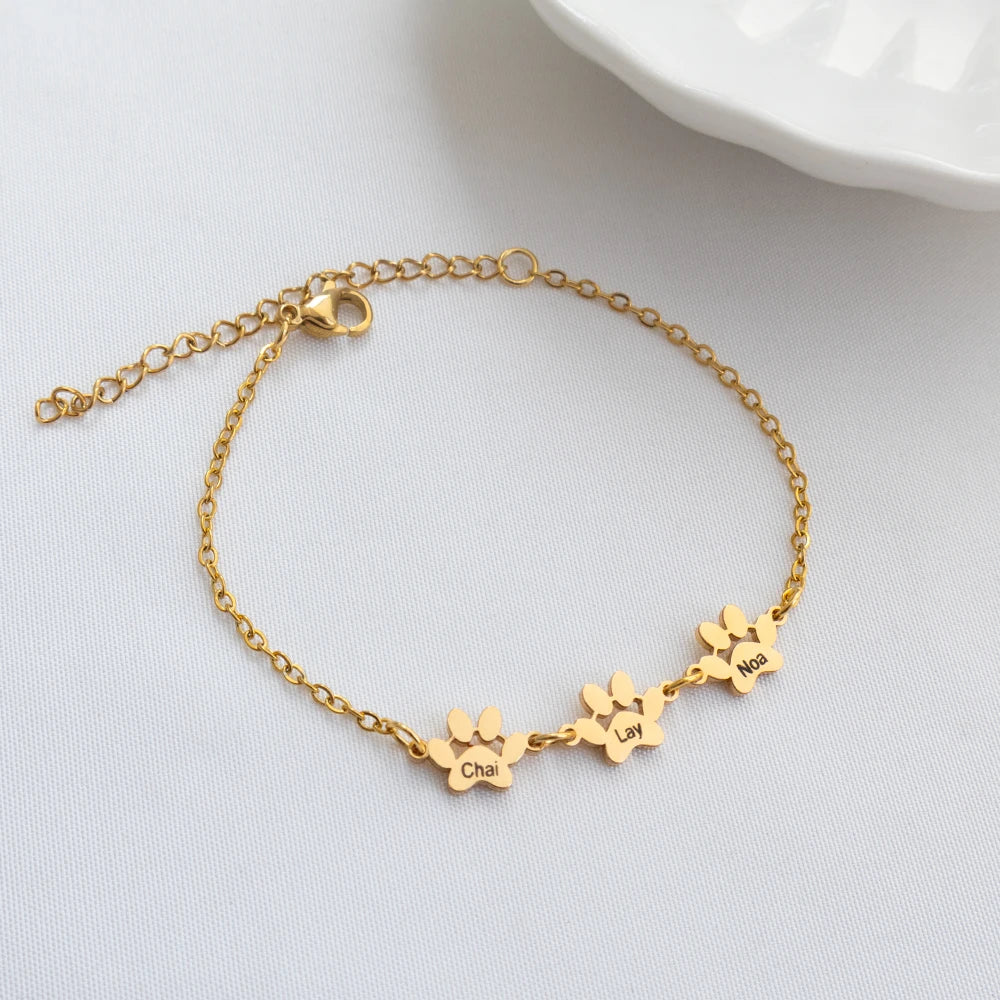 Minimalist Claw Bracelet Customized Engraved Name Bracelet Personalized Stainless Steel Dog Claw Bracelet