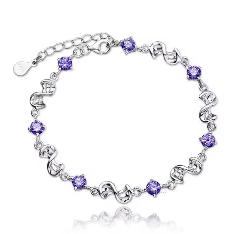 925 Sterling Silber Herzförmiges Armband für Damen Retro Koreanisch Vielseitig Blau Kristall Charm Armbänder Original Partyschmuck
