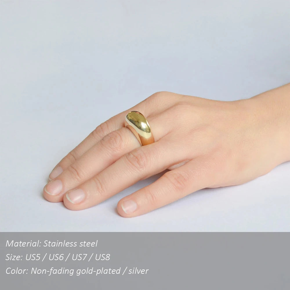 SUNIBI Anillos de Acero Inoxidable Sencillos de Moda para Mujer, Anillos de Arco, Joyería para Pareja, Anillo Geométrico de Aniversario Tallas 5 6 7 8