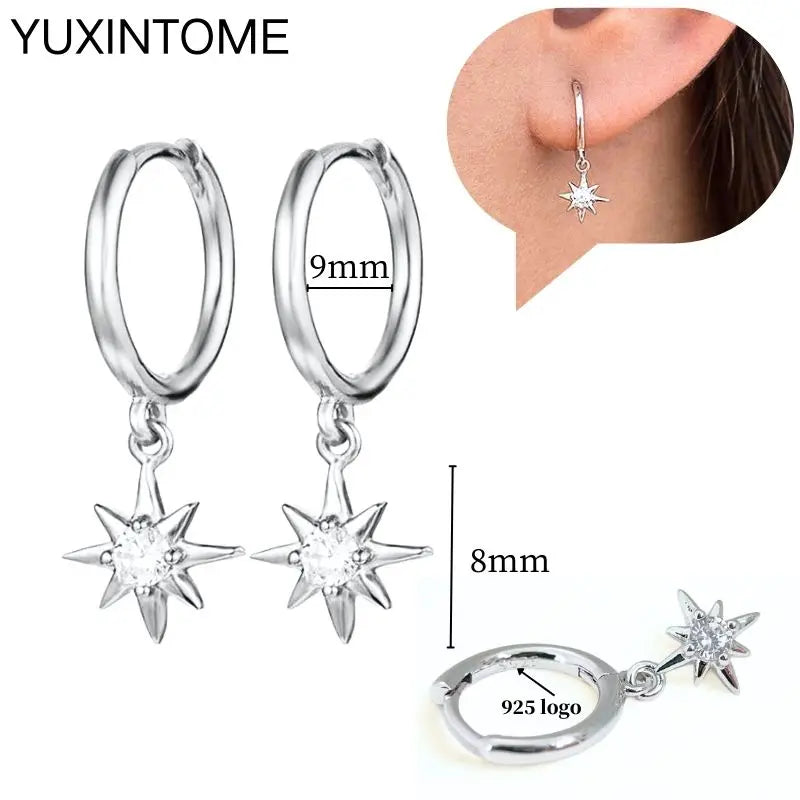 925 Sterling Silber Ohrnadel Mode Creolen Weiße Kristall Luxus Damen Silberohrringe Hochzeit Damenschmuck Geschenk
