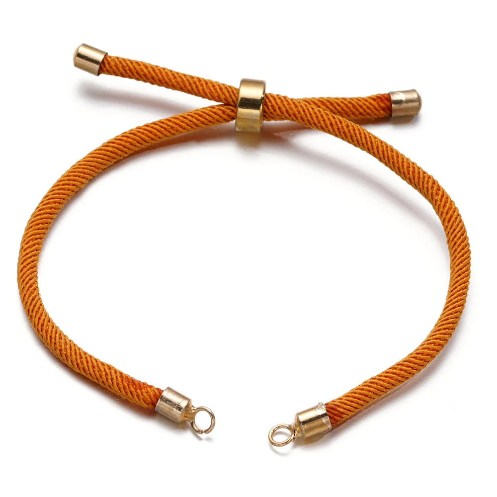 1 Stück Verstellbare Nylon Geflochtene Kordeln Schieber Freundschaftsarmbänder mit Messingkordelende für Schmuckherstellung DIY Zubehör