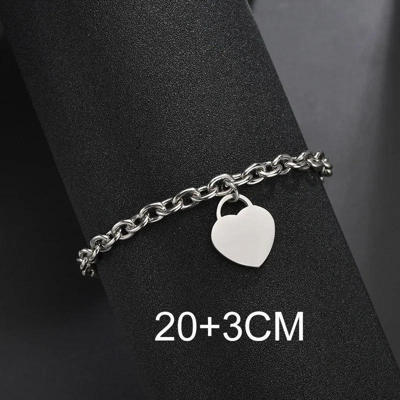 Bluelory personalisiertes Armband für Herren und Damen, Edelstahl, verschiedene Stile, leeres Namensschild, Herzarmband, Party-Schmuckgeschenk