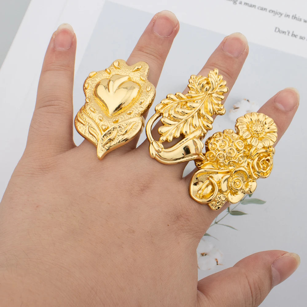 Luxuriöse 18K vergoldete Ringe Kupfer Party Frauen Verstellbare lange Ringe Mode Hochzeit Braut Runde Öffnung Damen Fingerring Geschenk