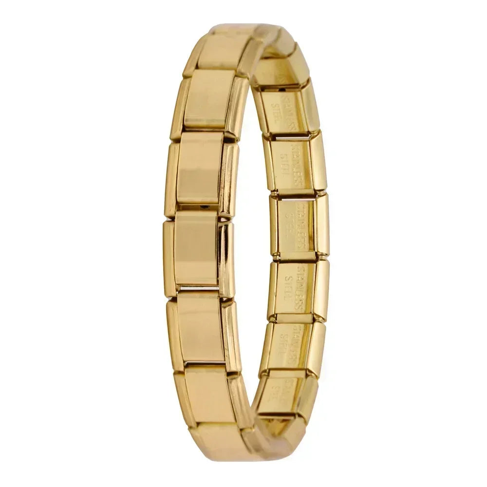 Hapiship Neue Damen Schmuck 9mm Breite Italienisches Elastisches Charm Armband Mode Edelstahl Armreif ST-