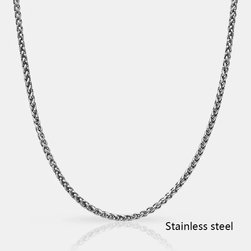Diseño de collar de cadena de trigo de acero inoxidable hipoalergénico de gran venta para hombre con chapado en oro de 18k