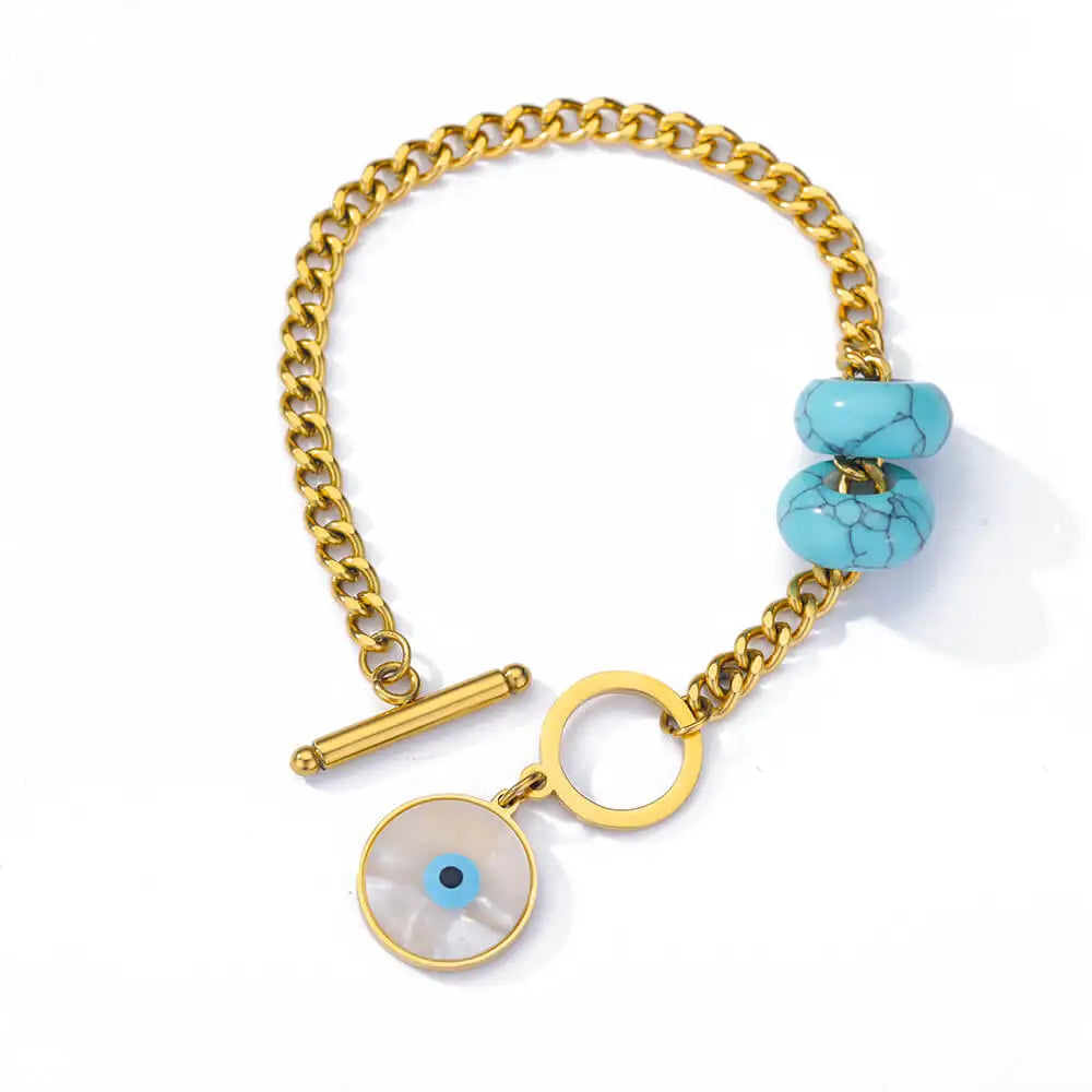 Hand Evil Eye Armband für Damen Edelstahl Zirkon Armreif Sets Türkischer Luxus Party Schmuck pulseras bijoux femme