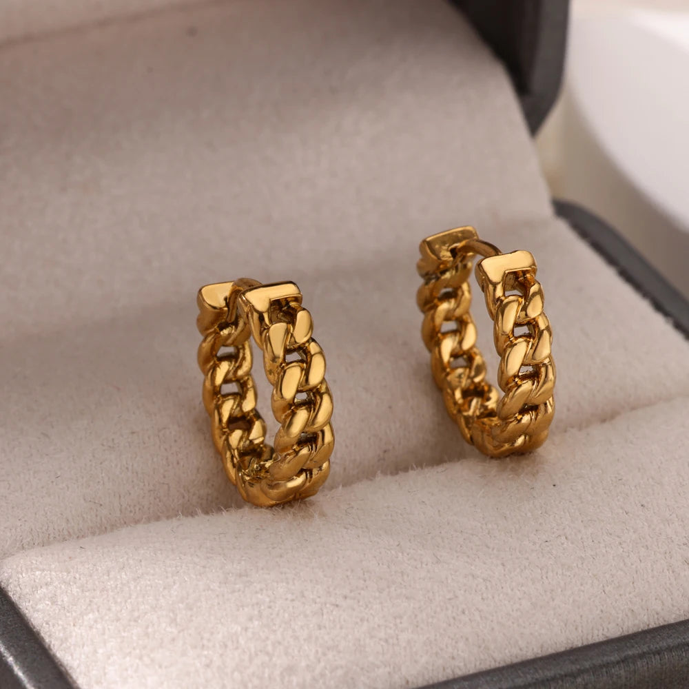Stainless Steel Chain Earrings For Women Gold Color Geometric Chain Earring Female Fashion Party Wedding Jewelry Gift BFF