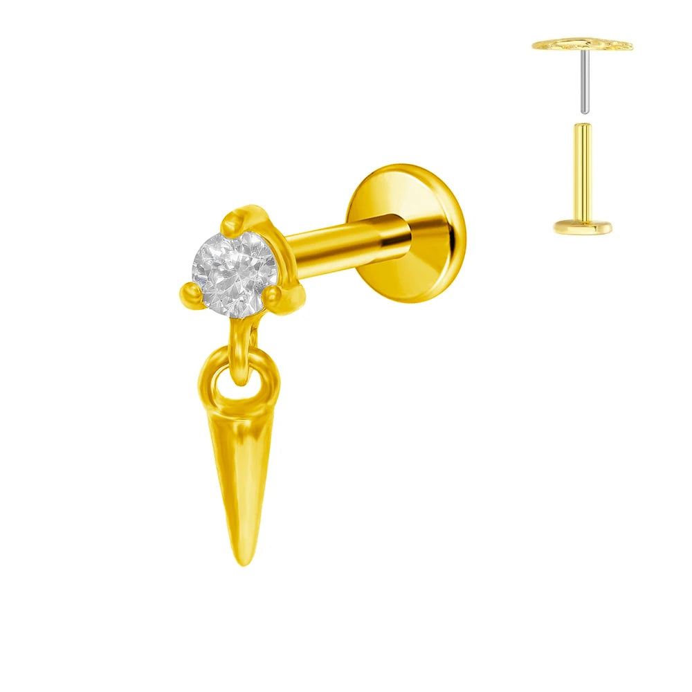 ASTM F136 G23 Titan Blumen Piercing Push-In Zweig Ohrring Stecker Anhänger Gewindefreies Labret Piercing Knorpel Körperschmuck