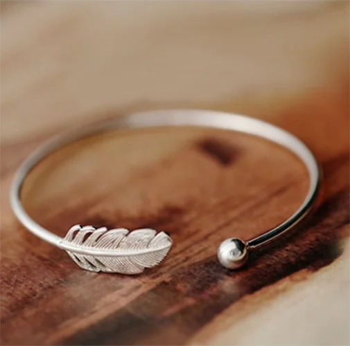 925 Sterling Silber Engelsfeder Glück Manschette Designer Armbänder Armreifen für Damen Party Schmuck Geschenke