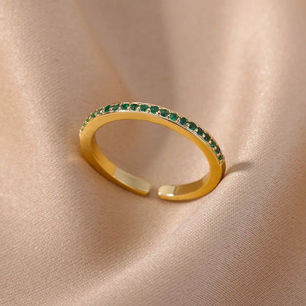 Bunte Zirkonringe für Damen Goldfarbe Edelstahl Mode Cubic Zirkonia Ring 2023 Trend Ästhetischer Hochzeitsschmuck Geschenk