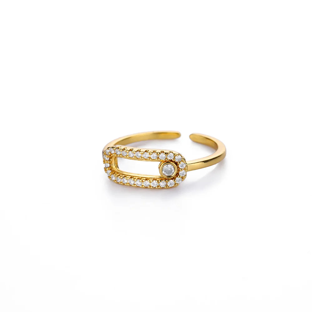 Zirkon Herzringe für Damen, Edelstahl, Goldfarben, geometrischer offener Fingerring, modischer Hochzeitsschmuck, ästhetisches Geschenk