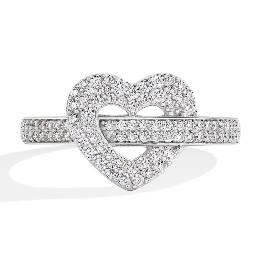 MINTYBOX S925 Silber Moissanit Ringe für Damen 0,568 Karat D/VVS1 Labor-Diamant Herzring 18K vergoldet Hochzeit Edelschmuck