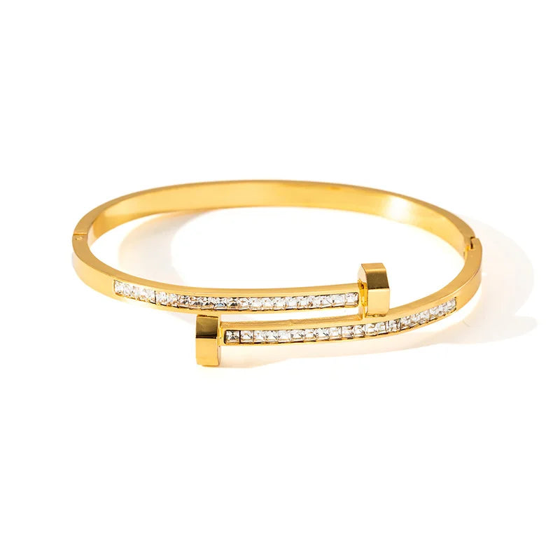 Modisches minimalistisches Nagelarmband mit Sternenhimmel-Diamanteinlage, farbecht, vielseitig, Edelstahlarmband