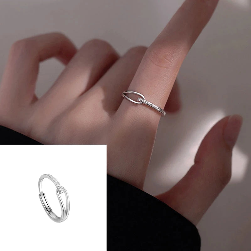 VENTFILLE 925 Sterling Silber Fingerringe Neue Mode Kreative Kreuz Hohlkette Geometrischer Partyschmuck Geschenke