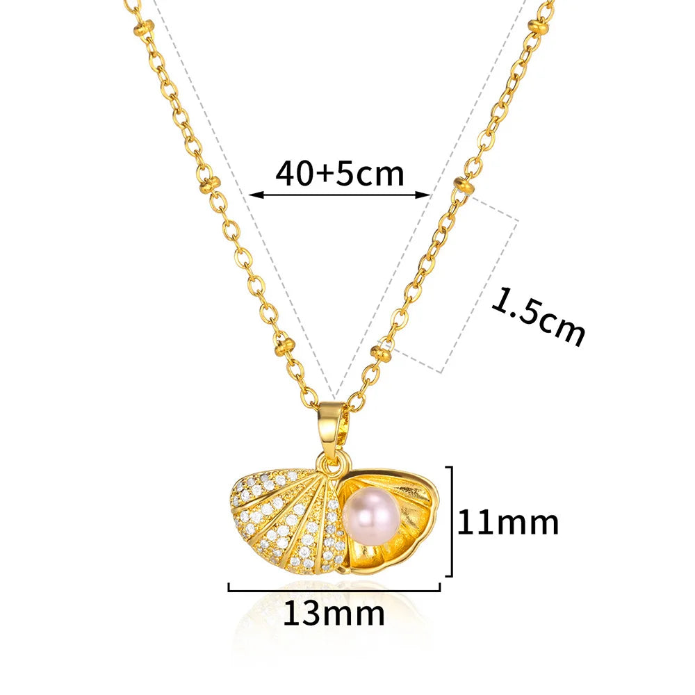 Freshwater Pearl Jewelry Set Shell Starfish Star Necklace Anklet Sets For Women Fashion Stainless Steel Chain Party Daily Gifts