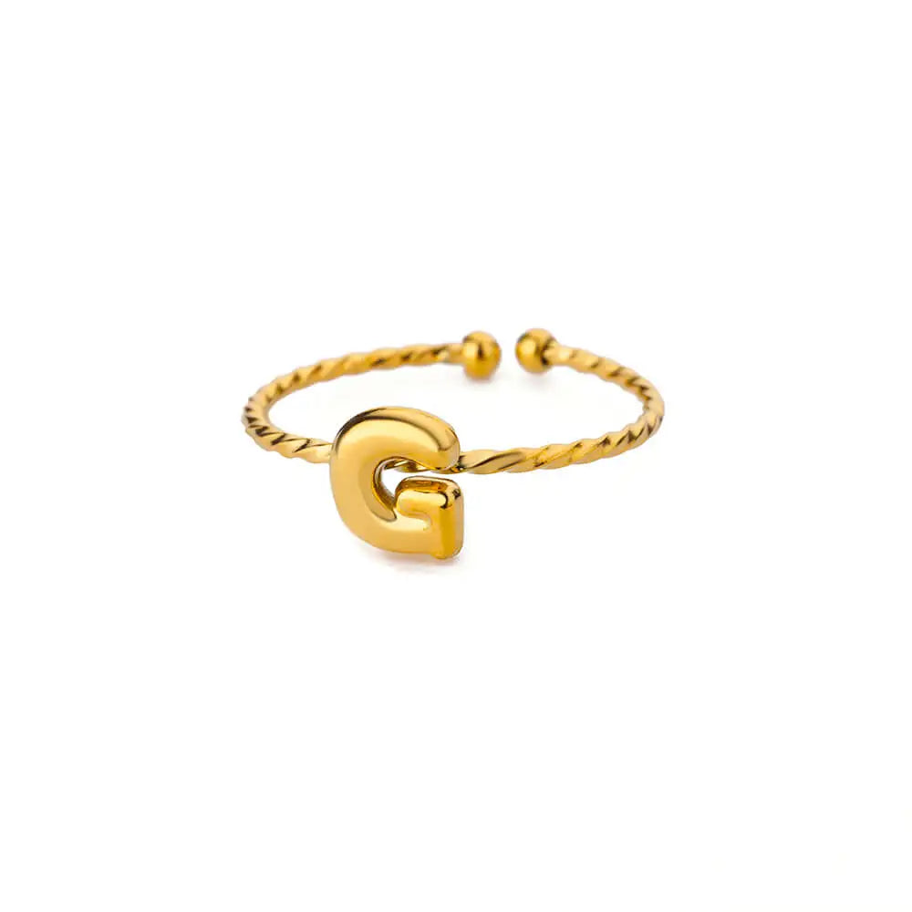 Süße klobige Initialenringe für Frauen, goldfarbener Edelstahl A-Z Buchstaben verstellbarer Ring, ästhetischer Hochzeitsschmuck, Geschenk