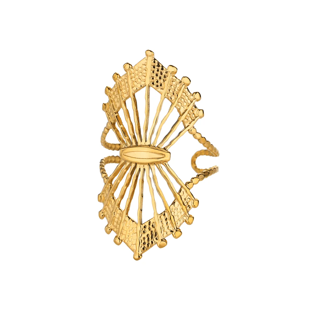 316L Edelstahl Seestern Muschel Ringe für Frauen Gold Farbe Offener Fingerring Femme Trendiger Sommerurlaub Ozean Schmuck Geschenk