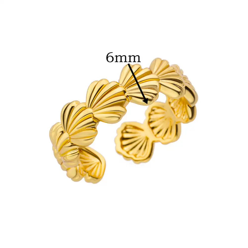 Muschelringe für Frauen, vergoldete Edelstahlringe, klobige Hochzeits-Statement-Schmuck-Muschelringe, Trendgeschenk Anillos