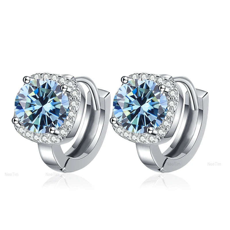 NeeTim 0,5 ct 1 ct Regenbogenfarbene Moissanit-Ohrstecker für Damen, S925 Silber, Schwarz, Blau, Rosa, Labor-Diamant-Ohrstecker für die Hochzeit