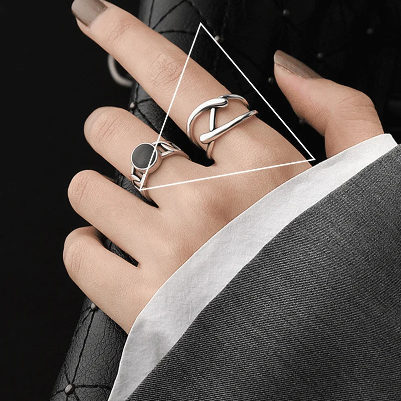 VENTFILLE 925 Sterling Silber Ringe Neue Mode Party Schmuck Vintage Charme Doppelschicht Geometrische Nageldesign Accessoires Geschenke