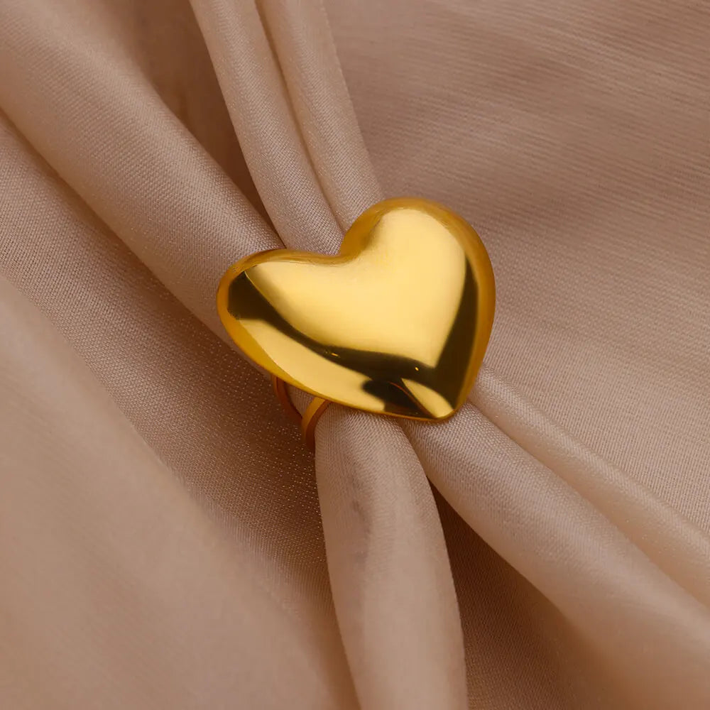 Große Herzringe für Frauen Klassischer Edelstahl Goldfarbener Fingerring Trend Band Paar Hochzeit Schmuck Accessoires anillos