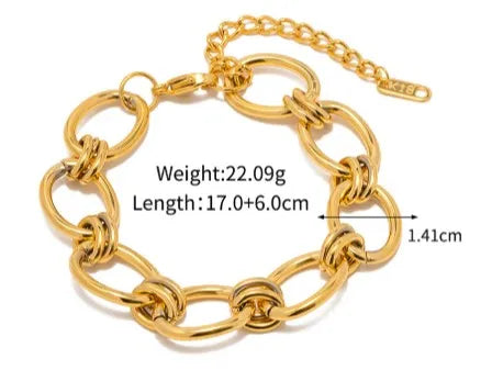 Massive klobige Toggle-Armbänder für Damen, Edelstahl OT-Verschluss-Gliederkettenarmband, vergoldet, anlaufgeschützt
