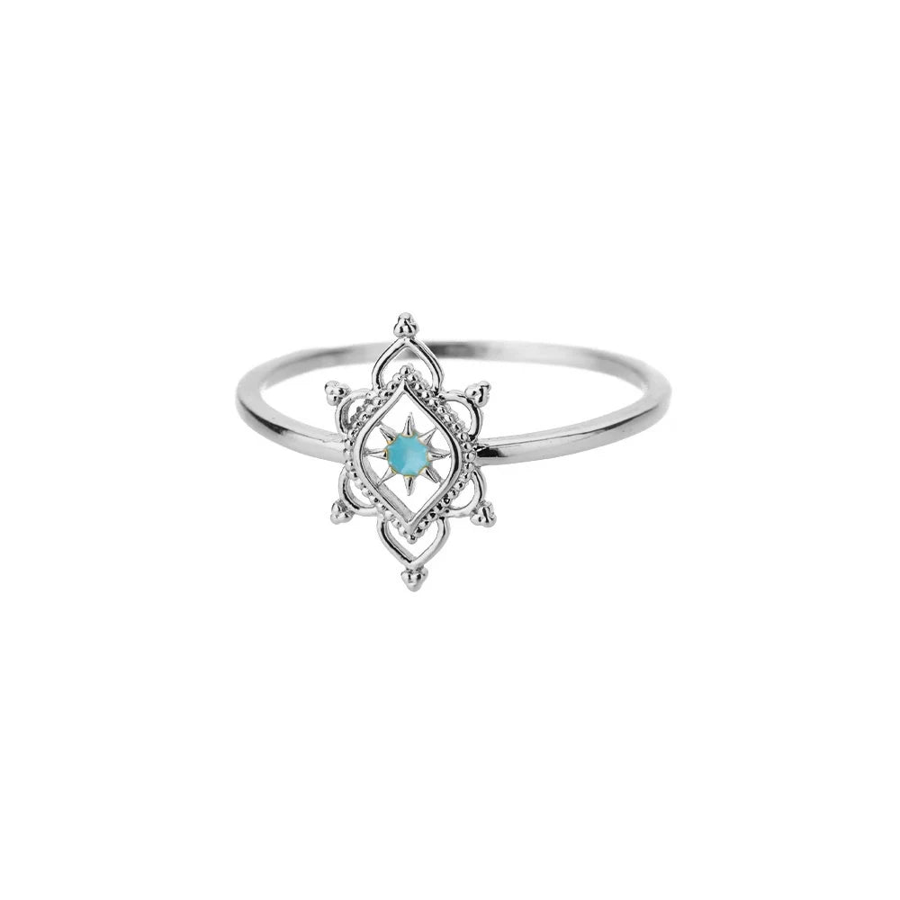 Edelstahl Lotusblumenring für Frauen, goldfarben, Vintage-Stein, Opal, ovaler Blumenring, modischer ästhetischer Schmuck, Geschenk