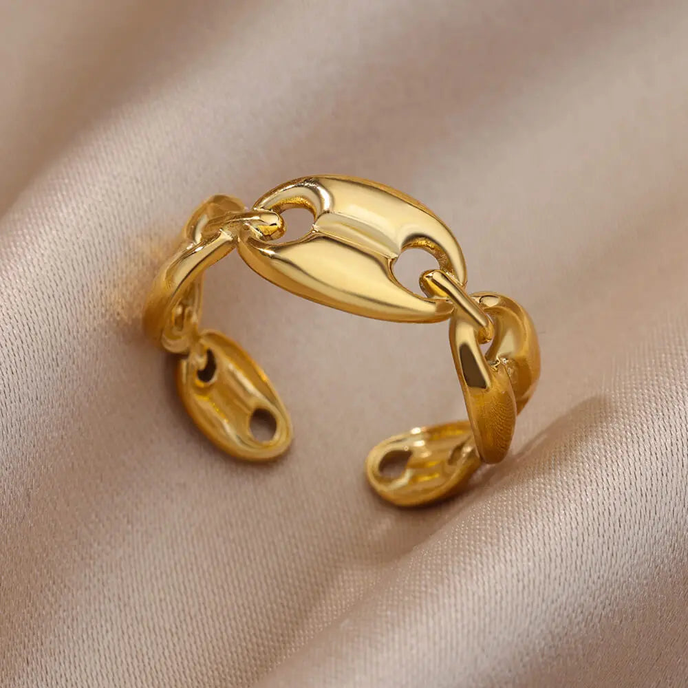 Anillos de Monedas de la Diosa Arethusa de la Antigua Grecia Vintage para Mujeres Imitación Perla Zircon Luna Anillo de Acero Inoxidable Joyería de Moda
