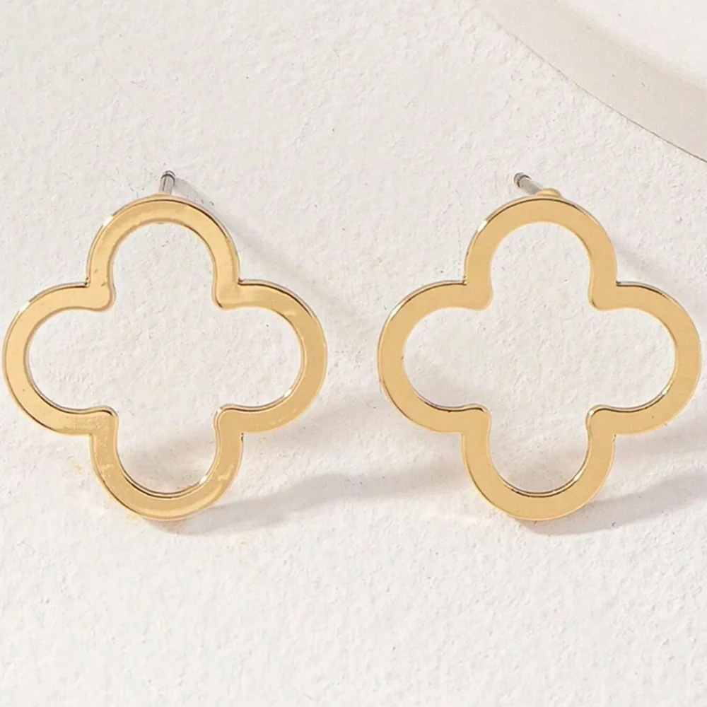 DOTIFI Edelstahl Kreativ Hohle Vierblättrige Kleeblatt Ohrringe DIY Schmuck Accessoires im schlichten Stil