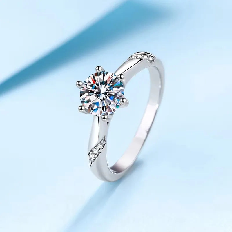 NeeTim 1ct - 3ct Moissanit Ring 925 Sterling Silber mit vergoldetem Diamant Verlobungs- und Ehering Feiner Schmuck für Damen