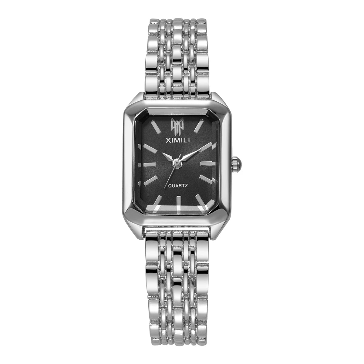 1/2/4PCS  Elegant Rectangle Woman Quartz Watch Luxury Stainless Steel Band Ladies Wristwatches Reloj Mujer（Without Box）