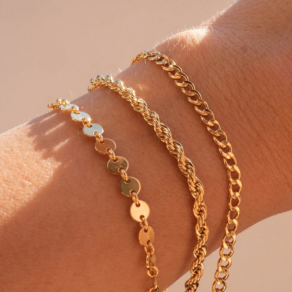 SUNIBI Klassische Schlangenkettenarmbänder für Damen, Trendige Mode, Edelstahl-Kubakettenarmband, Trendige Damengeschenke, Schmuck
