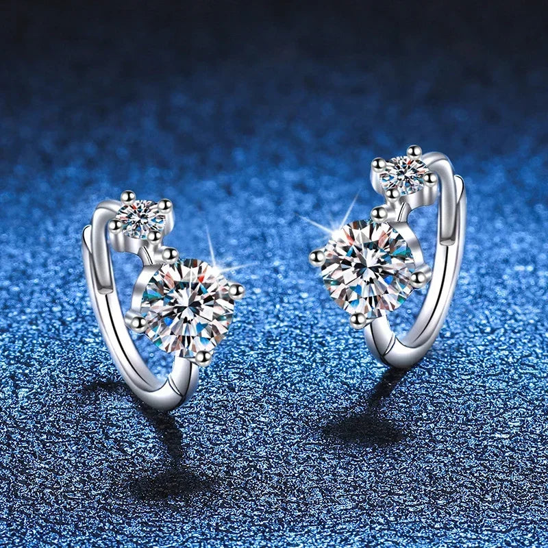 Pendientes de aro NeeTim Full Moissanite de plata de ley 925 chapados en oro de 18K, regalo de joyería de lujo para boda, pasa el probador de diamantes