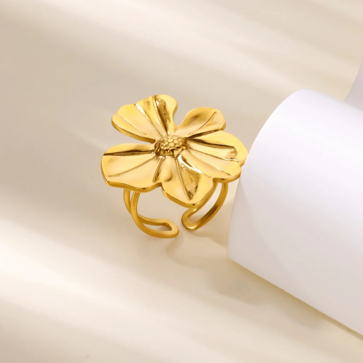 Edelstahl Übertrieben Große Blumenringe Für Frauen Gold Farbe Sonnenblume Fingerring Weiblich Mode Ästhetischer Schmuck Geschenk
