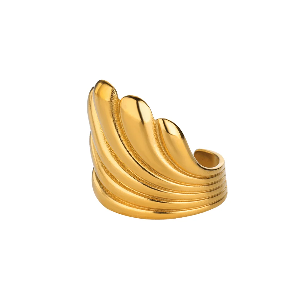 316L Edelstahl Seestern Muschel Ringe für Frauen Gold Farbe Offener Fingerring Femme Trendiger Sommerurlaub Ozean Schmuck Geschenk