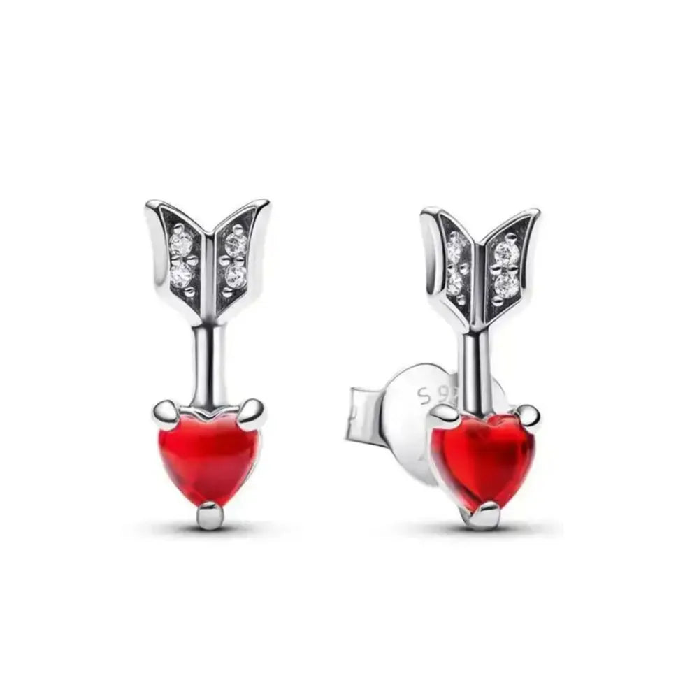 Neue S925 Silber Herz-Stein-Ohrstecker geeignet für Valentinstag, Muttertag, Jubiläumsgeschenk DIY Charm-Schmuck
