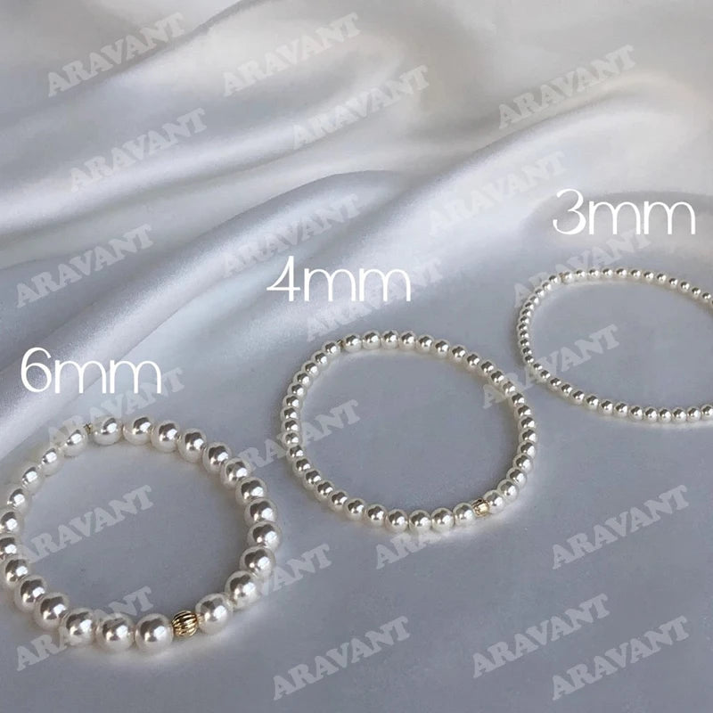 Aravant 925er Silber 3mm/4mm/6mm/8mm Perlenarmbänder Ketten für Frauen Hochzeit Modeschmuck