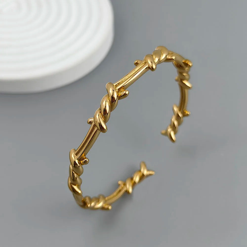 Armband aus Edelstahl mit Drahtwicklung im neuen Stil, vergoldet 18K, hochwertiger wasserdichter Silberschmuck, Pärchengeschenk