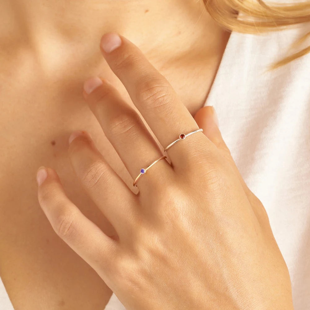 316 Edelstahl Geburtssteinring Gold Farbe Einfacher Modestil Für Frauen Festliche Party Geschenk Schmuck Dropshipping