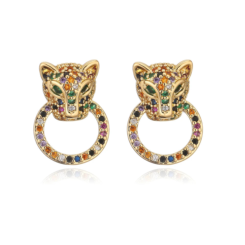 NEWBUY Mode Goldfarbe Tier Ohrhänger für Frauen Einzigartiges Design Leopard Ohrring Statement Damen Party Schmuck