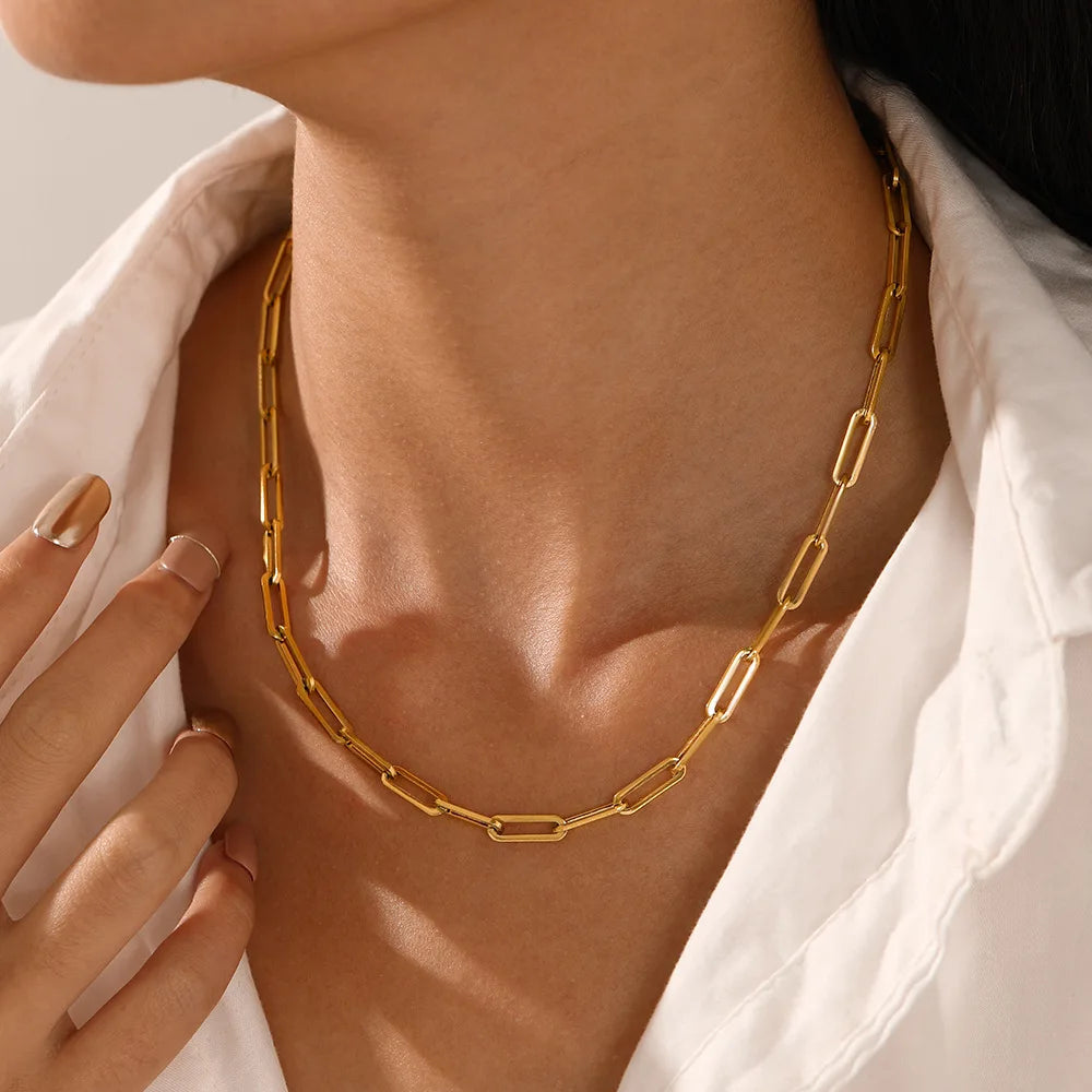 SUNIBI Stainless Steel Link Chain Choker Necklaces For Women Delicate Simple Necklace Friends Gift Jewelry Kolye