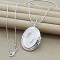 Collar con colgante de marco de fotos ovalado redondo de plata esterlina 925, cadena de serpiente de 18/20-28/30 pulgadas para mujer, hombre, joyería de boda