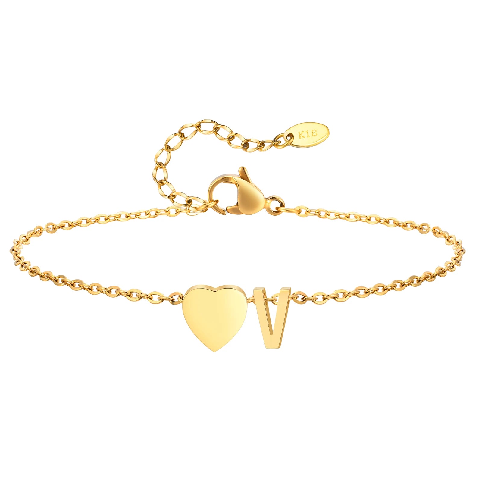 Damen Herz Anfangs-Fußkettchen Armbänder Verstellbarer Strand Schmuck Hypoallergener Edelstahl Personalisierte Namens Fußkette Fußkettchen