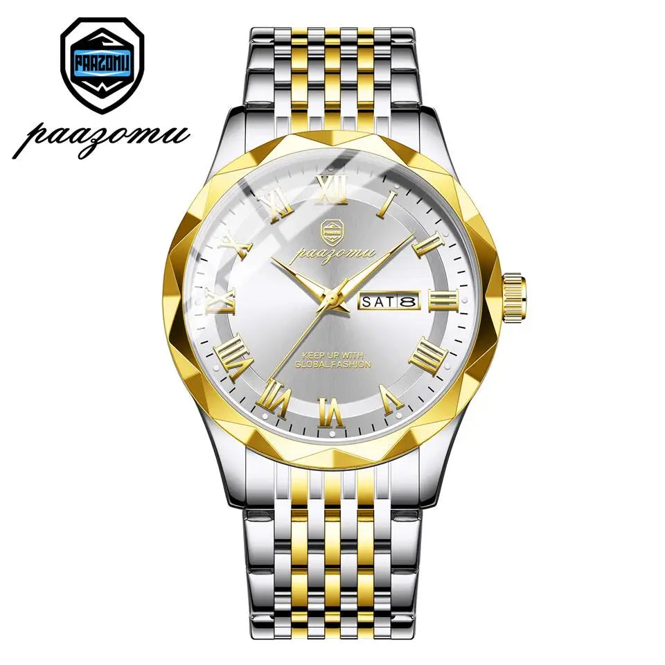 PAAZOMU Top Original Reloj de Hombre Impermeable Luminoso con Fecha Rectangular Reloj de Pulsera para Hombre Malla de Acero Inoxidable Relojes de Cuarzo para Hombre