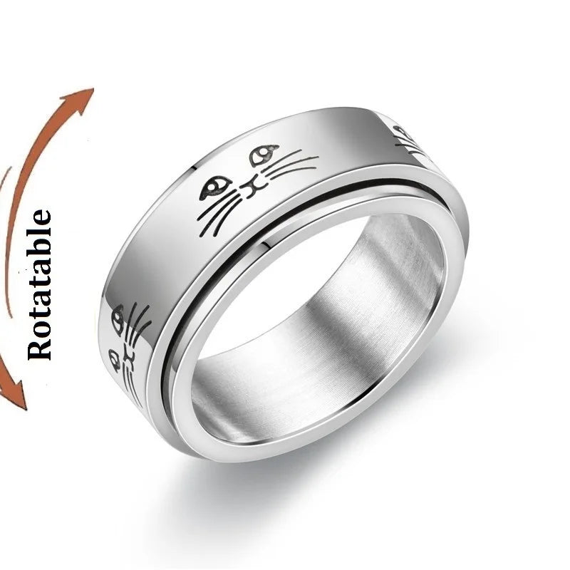 Spinning Anxiety Relaxing Rings For Couple Rotating Stainless Steel Moon And Star Love Band Fidget Rings  Anillo Antiestres