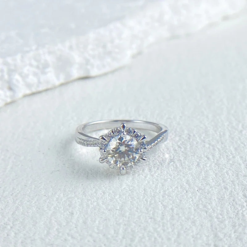 NeeTim 0.5/1CT Moissanit Diamantringe Ehering für Damen 925 Sterlingsilber 18k Weißgold plattiert Verlobungsring Zertifiziert